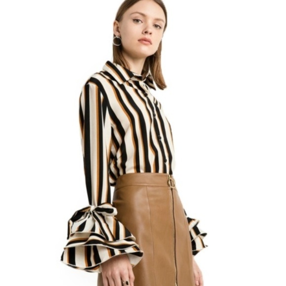 Tops - CLOSEOUT SALE! Retro Striped Flare Sleeve Blouse